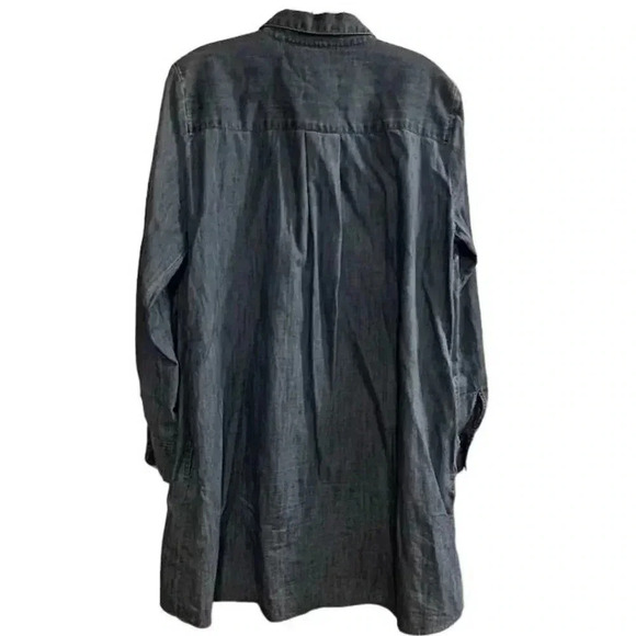 Ann Taylor LOFT Women's M Blue Denim Long Sleeve Tunic Dress Short Side Pockets - Picture 2 of 16